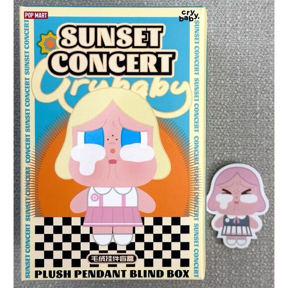 POP MART CRYBABY Sunset Concert Series “PINK GREY” Plush Pendant Single Box - Picture 3 of 11